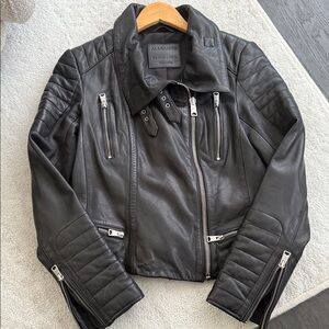 All Saints Steine Black Leather biker Jacket